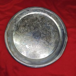 Silverplate Round Serving Round Tray 12'' Vintage F. B. Rogers